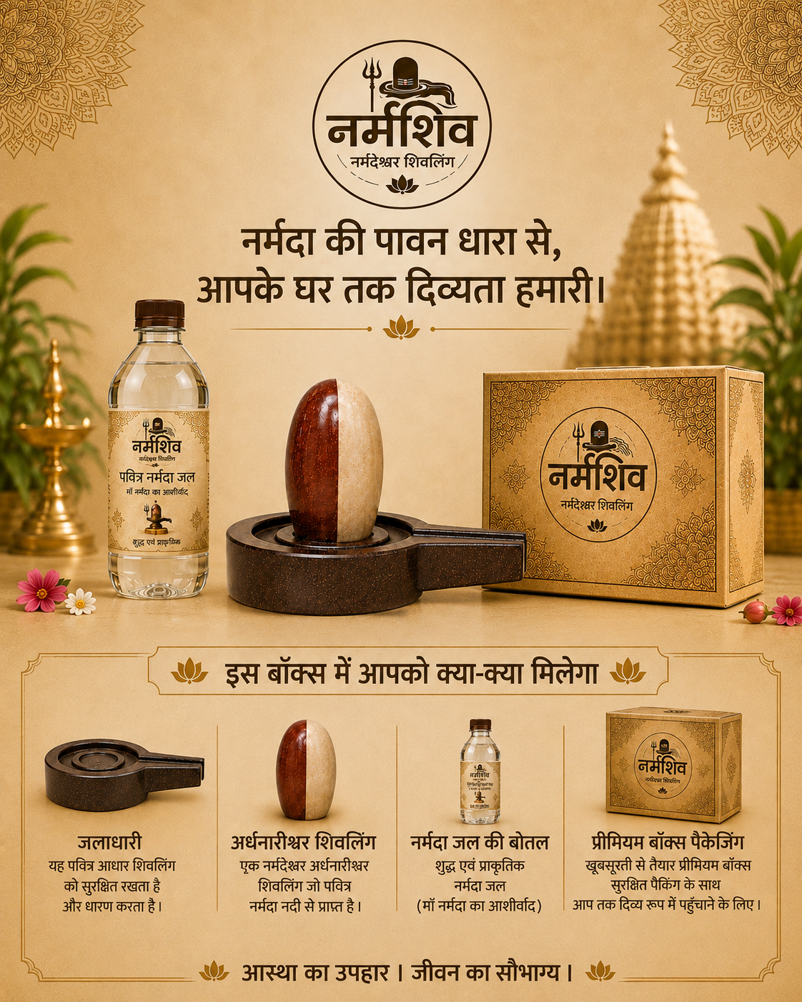 Ardhnareshwar Shivling with 250ml Narmada Jal | Narmshiv