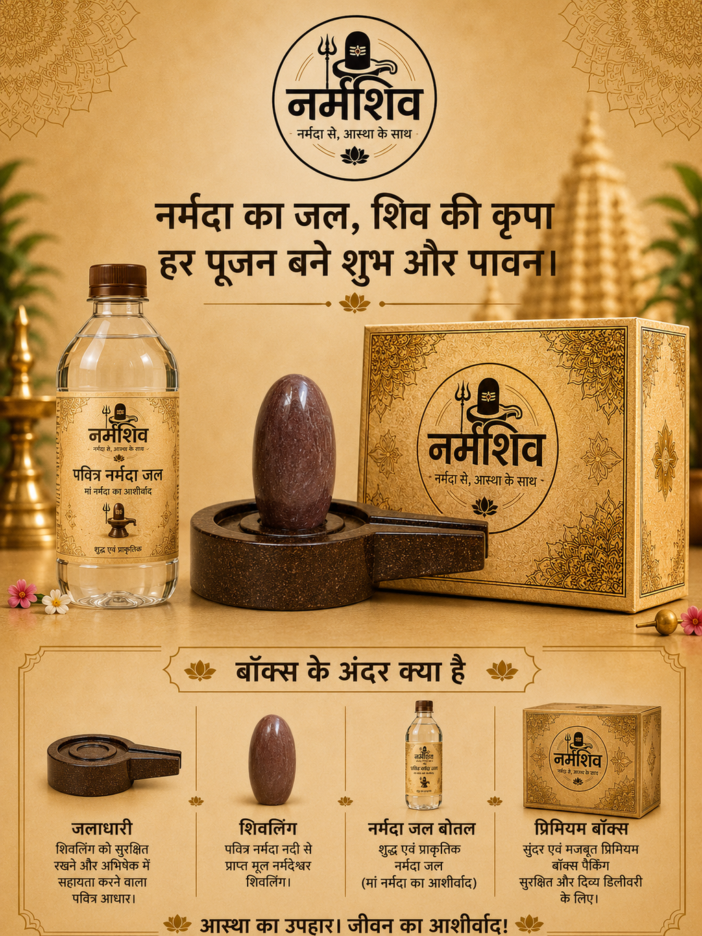 Narmadeshwar Shivling with 250ml Narmada Jal | Narmshiv