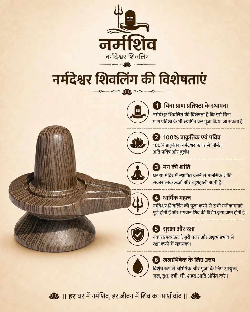Akhand Shivling with 250ml Narmada Jal | Narmshiv